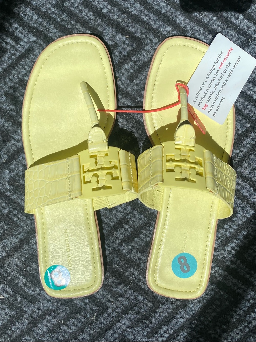 Tory Burch Lemon Yellow Logo Thong Sandals